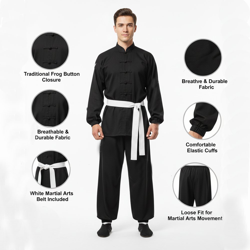 Premium Black Kung Fu Uniform - Image 2