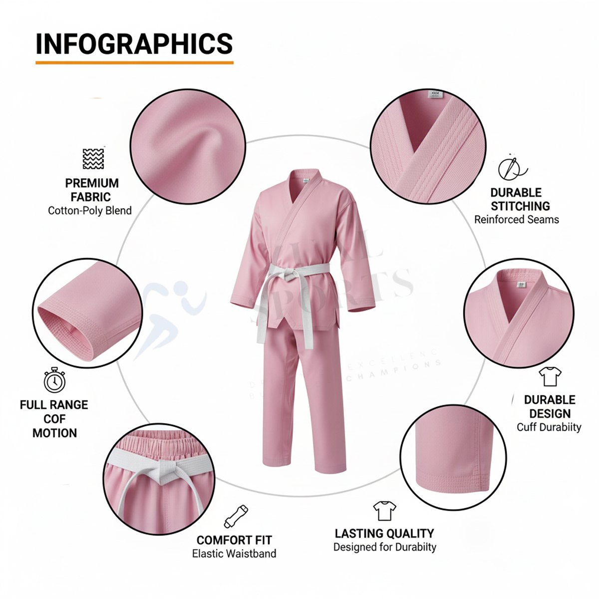 Pink Taekwondo Uniform for Girls - Image 2