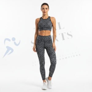 Grey Leopard Yoga Set