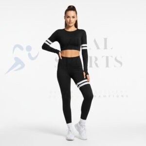 Women’s Black Striped Yoga Set
