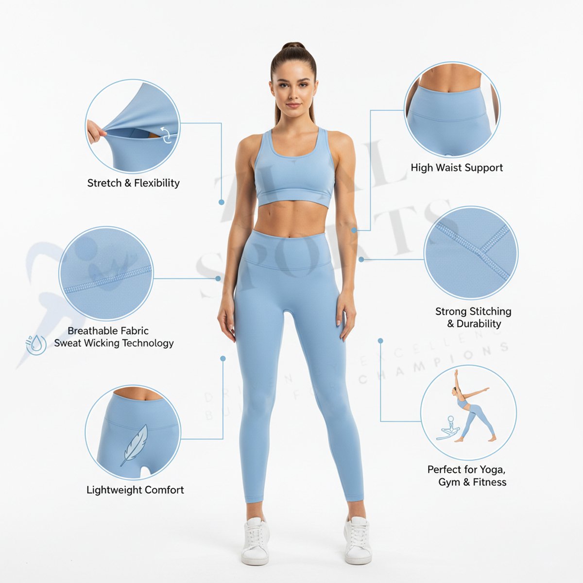 Pastel Blue Yoga Set - Image 2