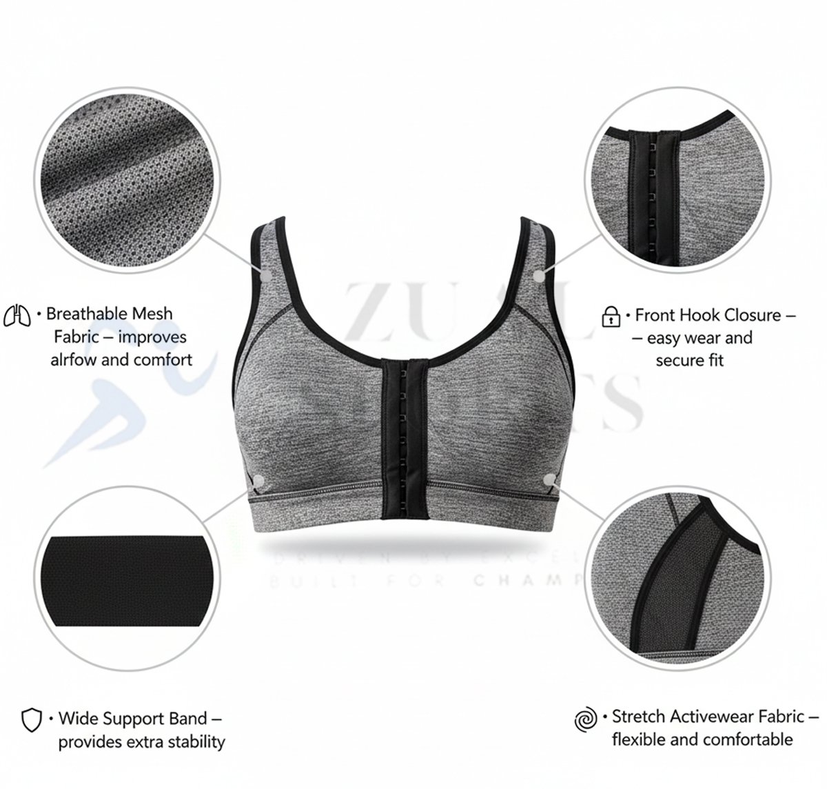 Women Front Closure Sports Bra - Image 2
