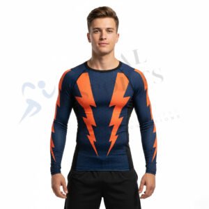 Men’s Navy Orange Lightning Compression Rashguard
