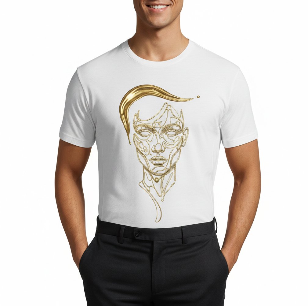Luxury White & Gold Graphic T-Shirt - Image 3
