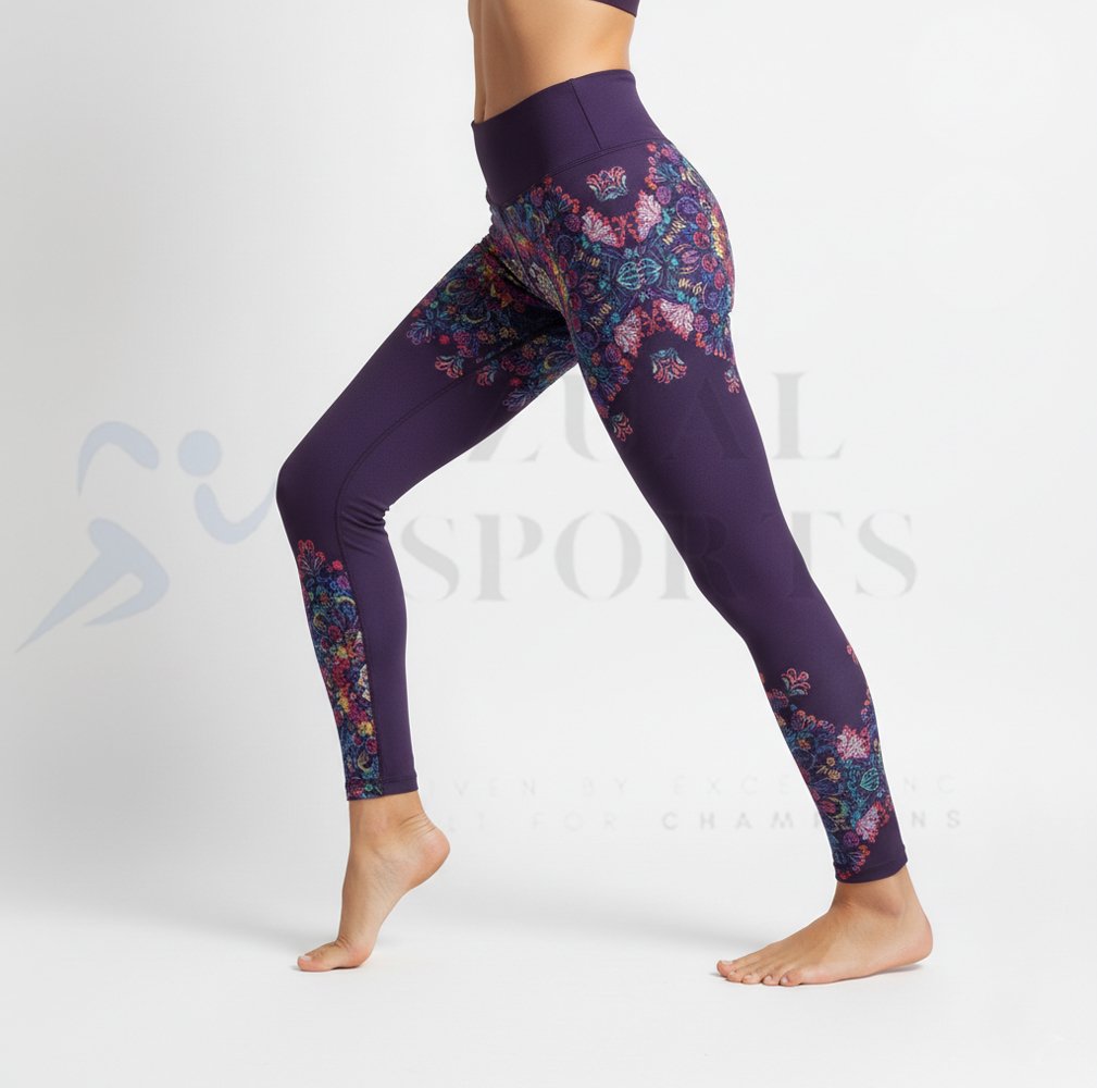 Purple Floral Leggings - Image 3