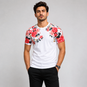 Men’s White Floral T-Shirt