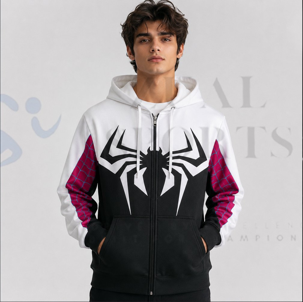 Spider Graphic Zip-Up Hoodie