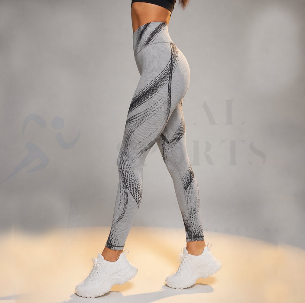 Grey Abstract Gym Leggings - Image 3