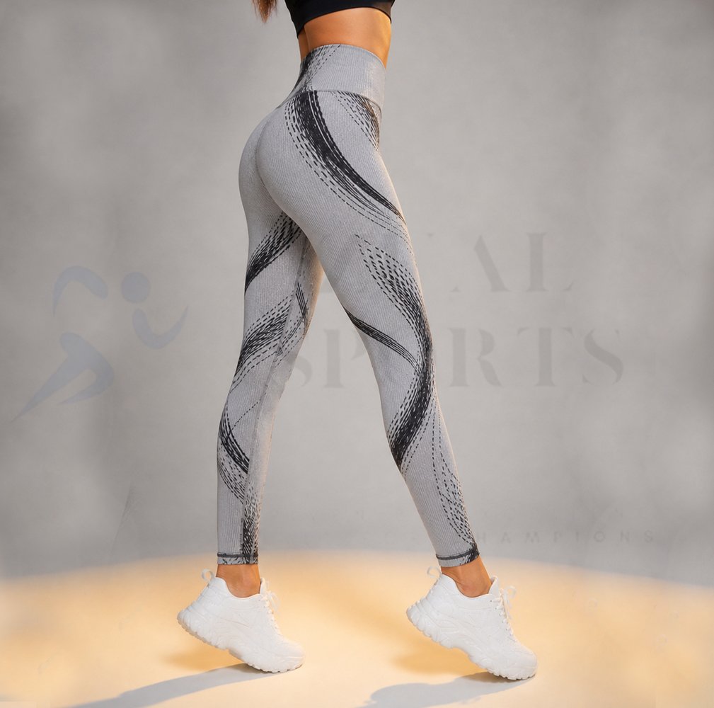 Grey Abstract Gym Leggings - Image 4