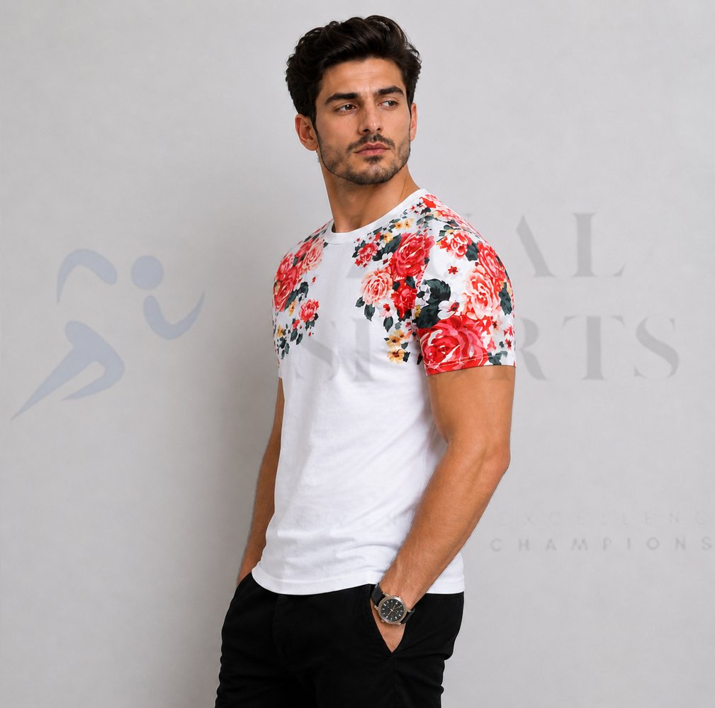 Men’s White Floral T-Shirt - Image 3